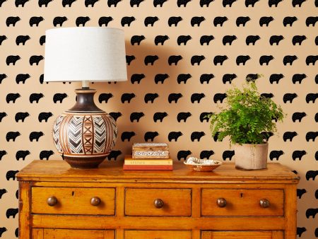 Chubby Bear  Kraft Wallpaper by Tea Collection - Black Online Hot Sale