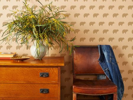 Chubby Bear  Kraft Wallpaper by Tea Collection - Taupe Hot on Sale