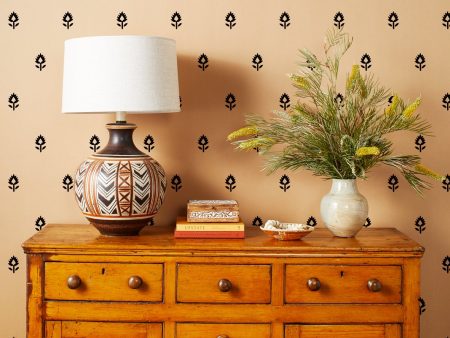 Block Print  Kraft Wallpaper by Sugar Paper - Black Cheap