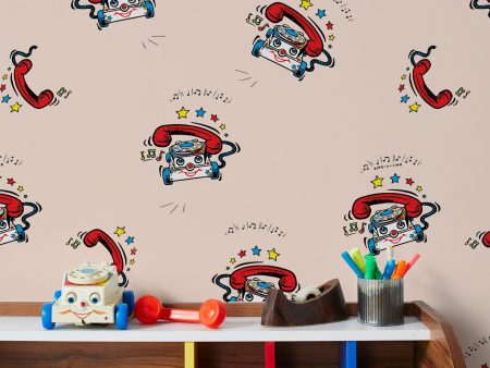 Chatter Telephone  Wallpaper by Fisher-Price™ - Peach For Sale