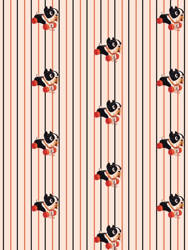 Barky Stripe  Wallpaper by Fisher-Price™ - Peach Online Hot Sale