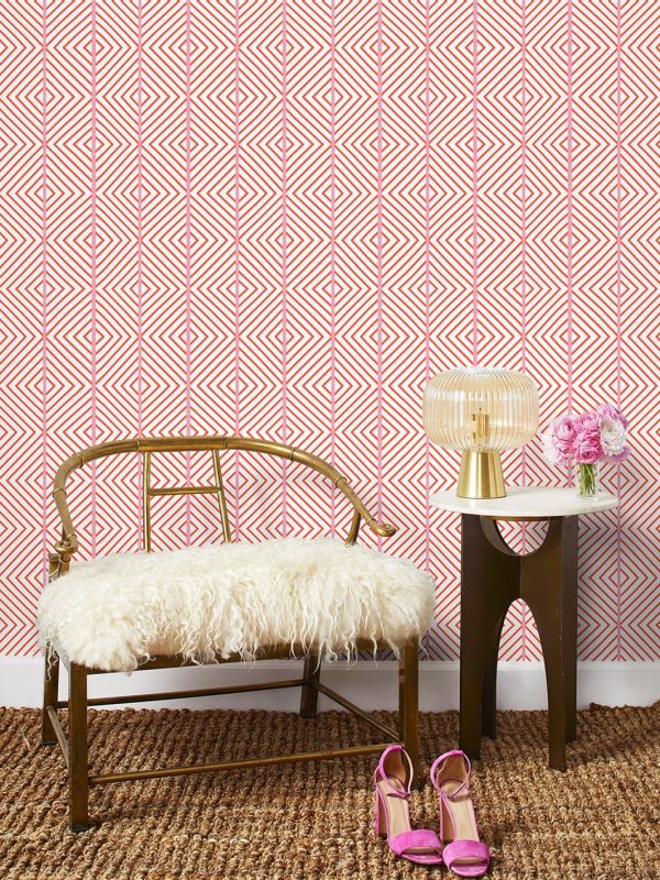 Barbie™ Dreamhouse Diamond  Wallpaper by Barbie™ - Persimmon Pink Online now