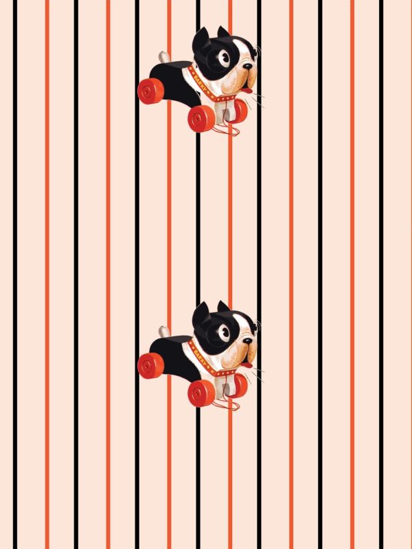 Barky Stripe  Wallpaper by Fisher-Price™ - Peach Online Hot Sale