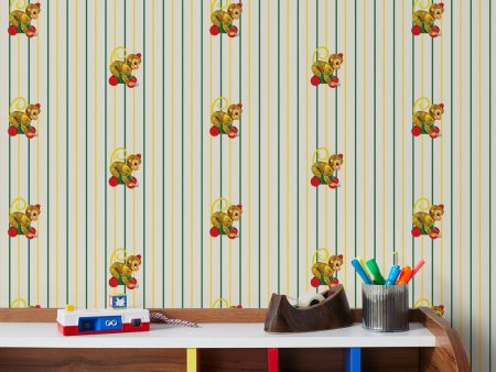 Chatter Monkey Stripes  Wallpaper by Fisher-Price™ - Off-White Discount