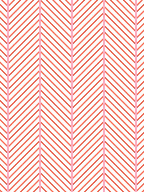 Barbie™ Dreamhouse Herringbone  Wallpaper by Barbie™ - Persimmon Pink on Sale