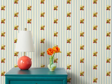 Chatter Monkey Stripes  Wallpaper by Fisher-Price™ - White Supply