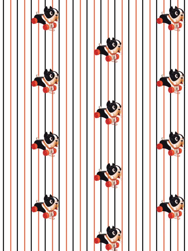 Barky Stripe  Wallpaper by Fisher-Price™ - White Fashion