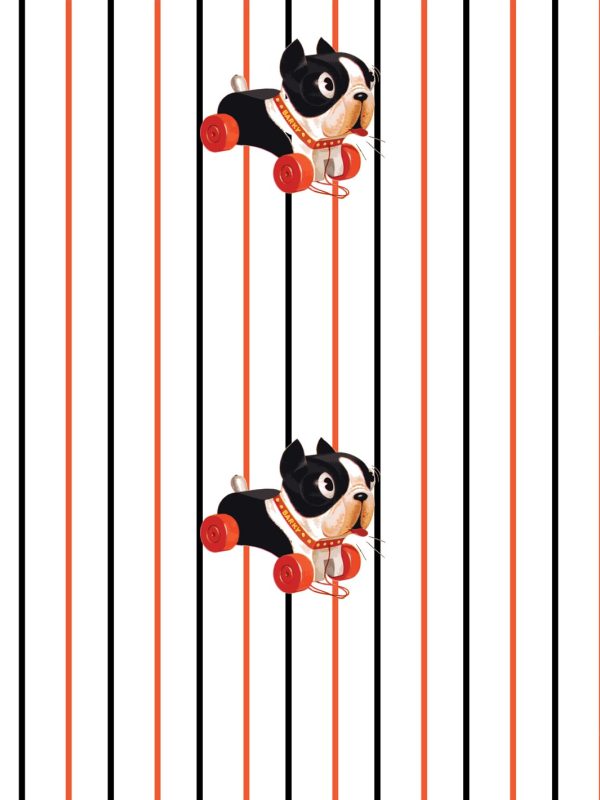 Barky Stripe  Wallpaper by Fisher-Price™ - White Fashion