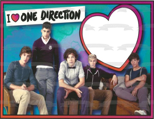 I Love One Direction Zayn Naihl Harry Louis and Liam Edible Cake Topper Image Frame ABPID07069 Online Hot Sale