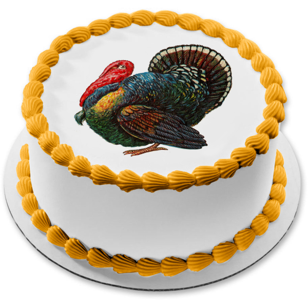 Happy Thanksgiving Colorful Turkey Edible Cake Topper Image ABPID07019 Online Hot Sale