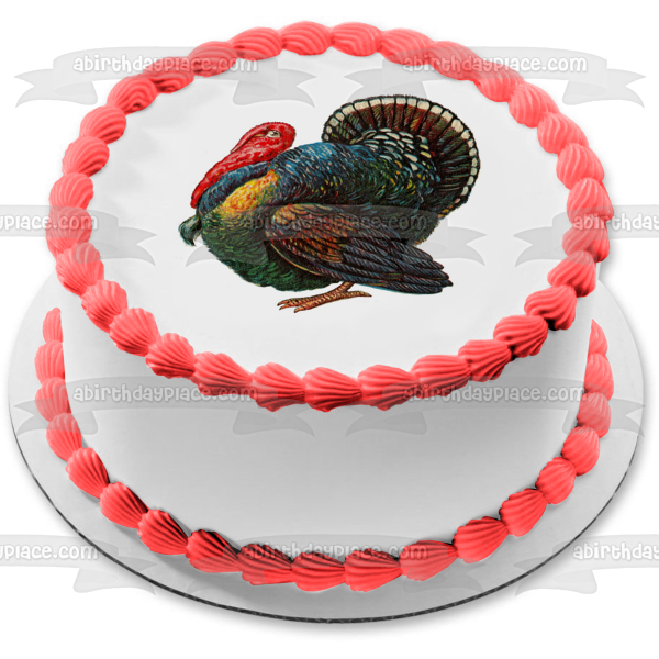 Happy Thanksgiving Colorful Turkey Edible Cake Topper Image ABPID07019 Online Hot Sale