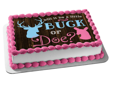 Baby Shower Will It Be a Buck or Doe Pink Doe Blue Buck Edible Cake Topper Image ABPID06660 Online now