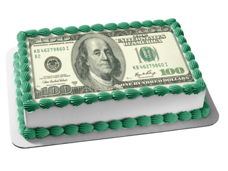 100 Dollar Bill Benjamin Franklin Edible Cake Topper Image ABPID06693 Fashion