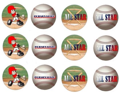 Baseball Cartoon All Star Bats Edible Cupcake Topper Images ABPID06844 Supply