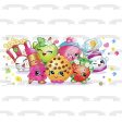 Shopkins Apple Blossom Strawberry Kiss Kooky Cookie Lippy Lips and Poppy Corn Edible Cake Topper Image ABPID07046 Online Sale