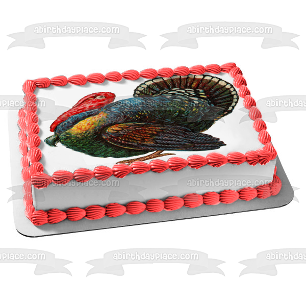 Happy Thanksgiving Colorful Turkey Edible Cake Topper Image ABPID07019 Online Hot Sale