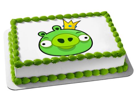 Angry Birds Bad Piggies Wearing a Crown Edible Cake Topper Image ABPID05863 Cheap