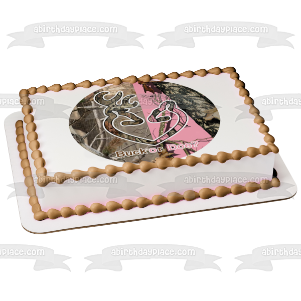 Baby Shower Camouflage Camo Buck or Doe Edible Cake Topper Image ABPID05957 For Sale