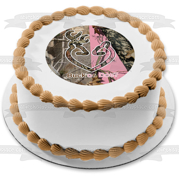 Baby Shower Camouflage Camo Buck or Doe Edible Cake Topper Image ABPID05957 For Sale