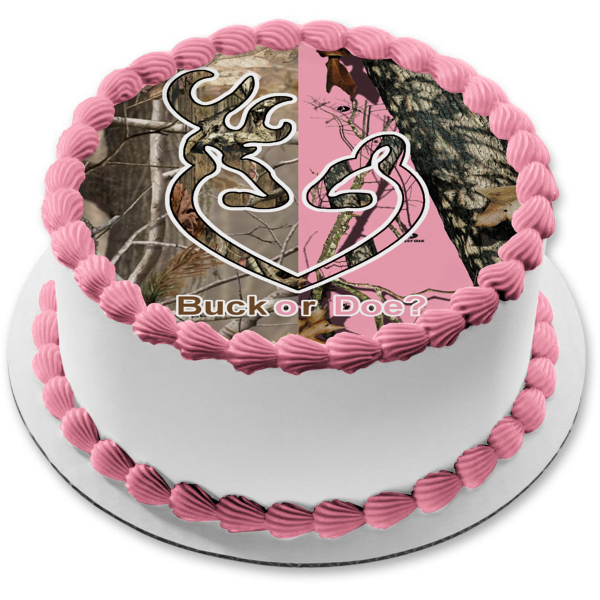 Baby Shower Camouflage Camo Buck or Doe Edible Cake Topper Image ABPID05957 For Sale