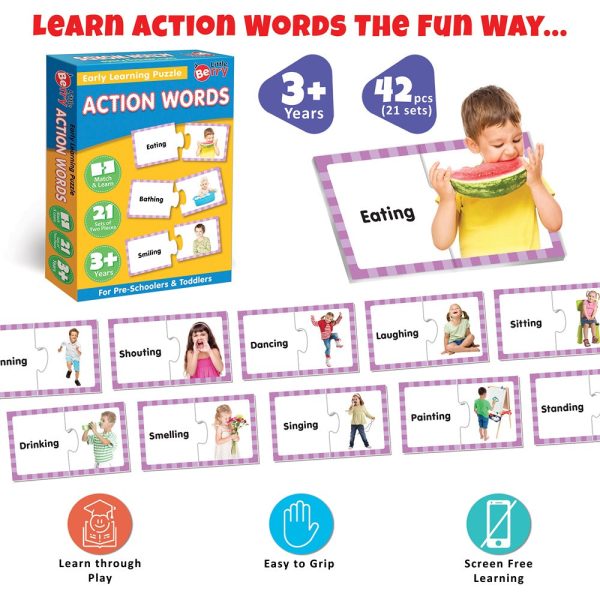 Action Words Early Learning Puzzle Game (42 Pieces) Fashion