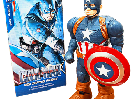 Captain America Action Figure | Avengers Toys | Rotate | Lightning | Music | Walking Online Sale