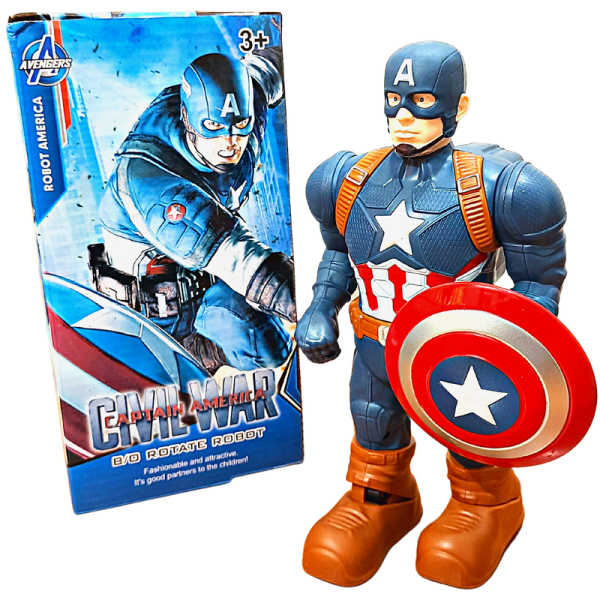 Captain America Action Figure | Avengers Toys | Rotate | Lightning | Music | Walking Online Sale