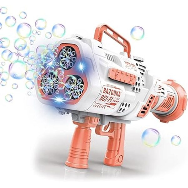 Automatic Bazooka Bubble Blaster | 29 Hole | Blue Light Effect | Orange Cheap