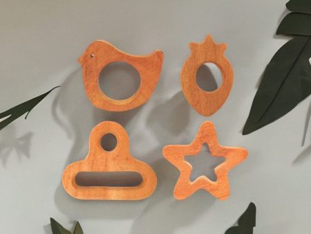 Assorted Shapes Collection Neem Wood Teethers (Combo of 5) Online now