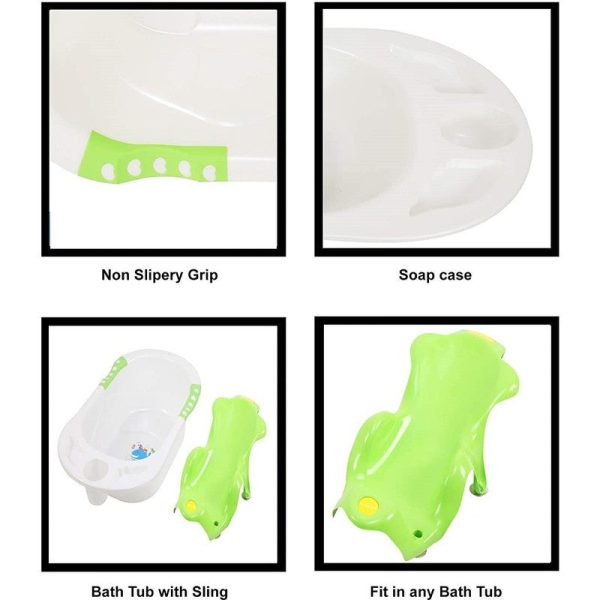 Baby Bather Set | Bath Tub with Toddler Sling Seat and Shampoo Mug (Green) Online Hot Sale