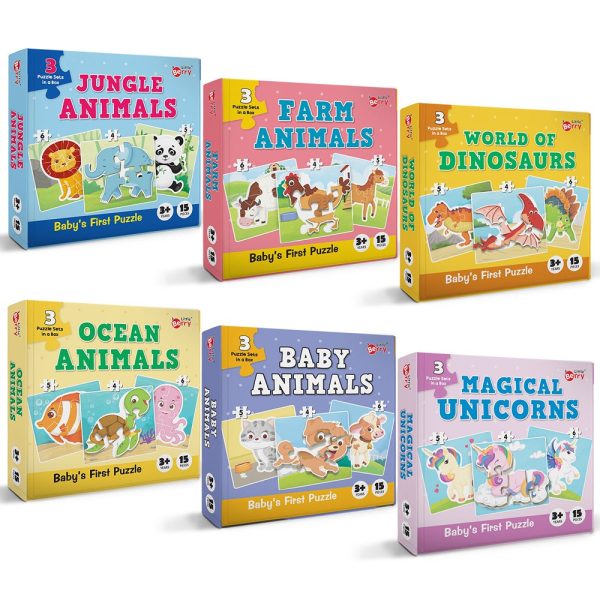 Baby’s First Jigsaw Puzzle Animals, Dinosaurs & Unicorns  (set of 6) | 90 Pieces Online now