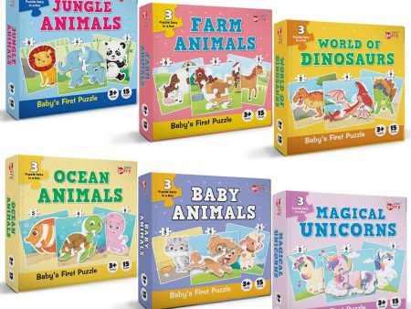 Baby’s First Jigsaw Puzzle Animals, Dinosaurs & Unicorns  (set of 6) | 90 Pieces Online now