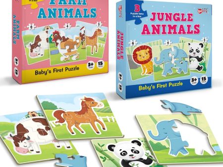 Baby’s First Jigsaw Puzzle Jungle Animals and Farm Animals (Set of 2) | 30 Pieces Fashion