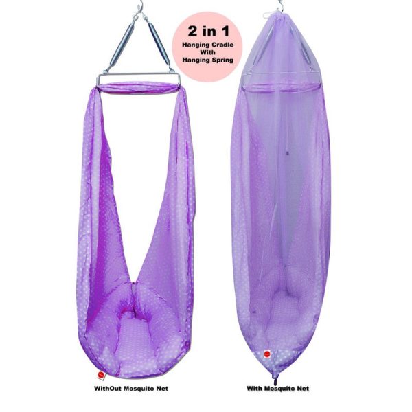 Baby Swing Cradle with Mosquito Net Spring and Metal Window Cradle Hanger (Purple) Online Hot Sale