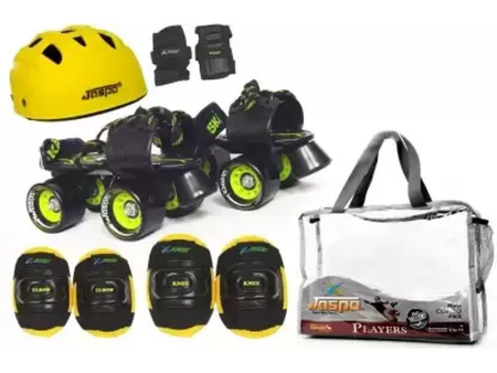 Brillient Delite Senior Skates Combo Skating Kit (Pair of skates, 1 helmet, 2 knee Pads, 2 elbow Pads ,2 wrist Pads, 1 bag) | 6-14 Years on Sale