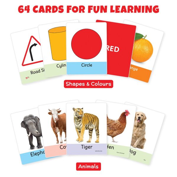 Big Flash Cards Shapes, Colours and Animals (Set of 2) | 64 Cards Online