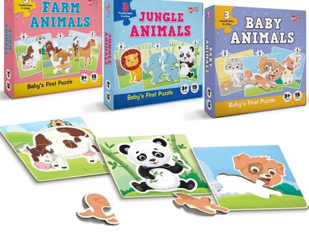 Baby’s First Jigsaw Puzzle Jungle Animals, Farm Animals & Baby Animals (Set of 3) | 45 Pieces Fashion