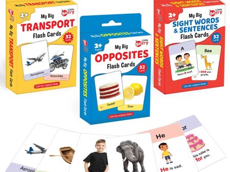 Big Flashcards Transport, Opposite & Sight Words (Set of 3) | 96 Cards Online now