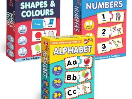 Alphabet, Number, Shape & Colour Early Learning Puzzle (Set of 3) Discount