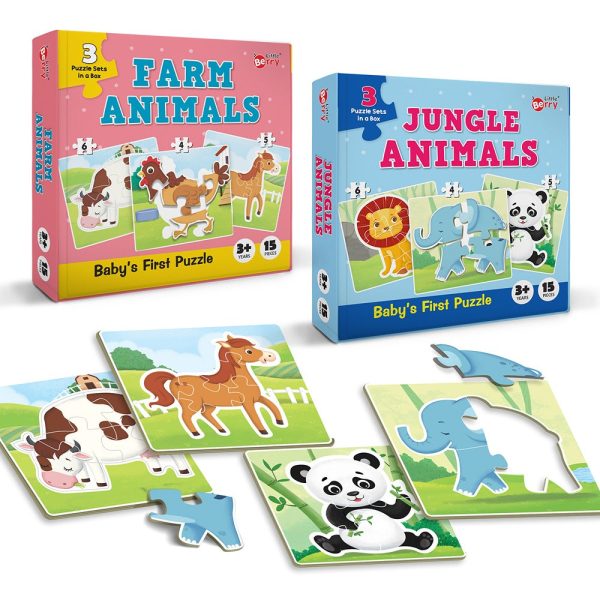 Baby’s First Jigsaw Puzzle Jungle Animals and Farm Animals (Set of 2) | 30 Pieces Fashion