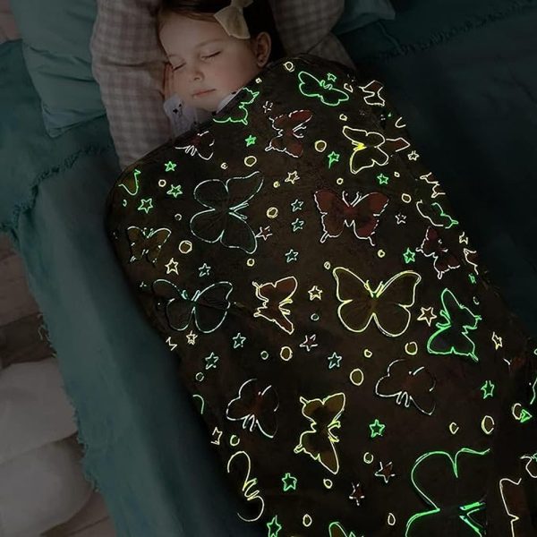 Butterfly Lightweight Luminous Throw Glow in The Dark Blanket (Grey) Online