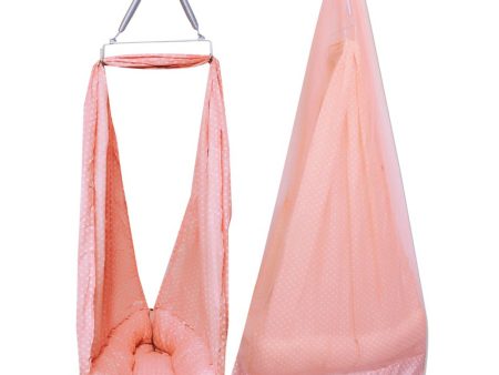 Baby Swing Cradle with Mosquito Net Spring and Metal Window Cradle Hanger (Peach) Hot on Sale