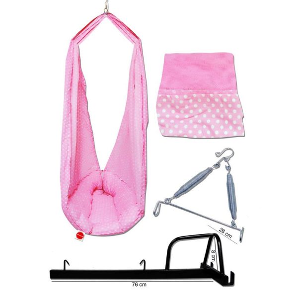 Baby Swing Cradle with Mosquito Net Spring and Metal Window Cradle Hanger (Pink) For Cheap