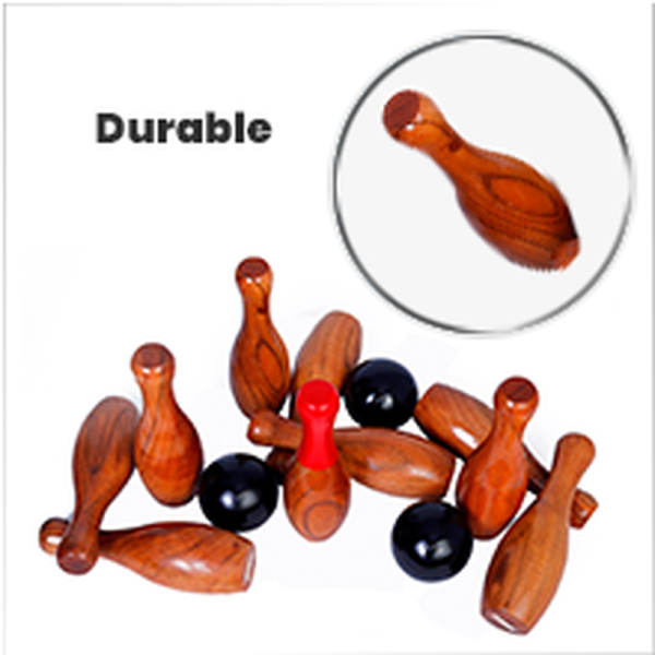 Backyard Skittles Bowling Wooden Hardwood Set (10 Pins, 3 Balls, 1 Ring) Online Sale