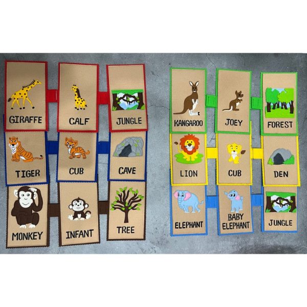 Animals, babies and their Homes (Wild animals) Felt Flash Cards Sale