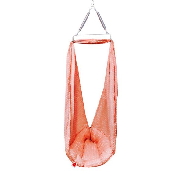 Baby Swing Cradle with Mosquito Net Spring and Metal Window Cradle Hanger (Peach) Hot on Sale