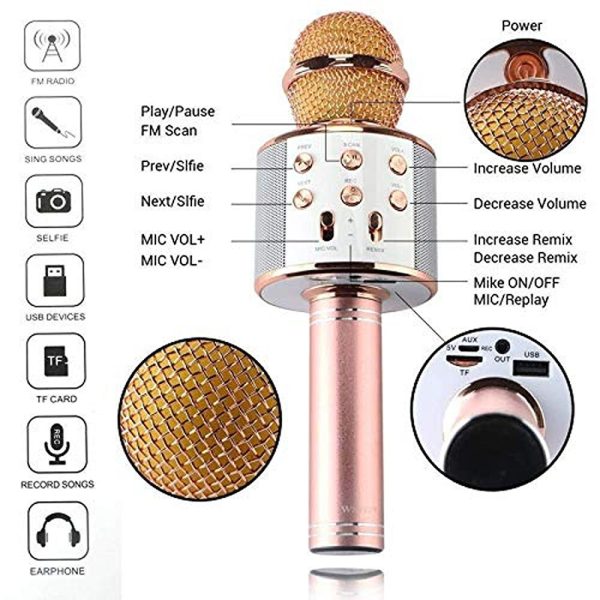 Bluetooth Mic - Wireless Handheld (Assorted colour and Print) Fashion