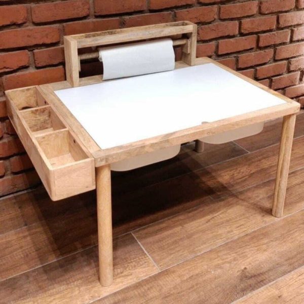 Sensory Art - Wooden Study Table (25 Inch Height) - COD Not Available Fashion