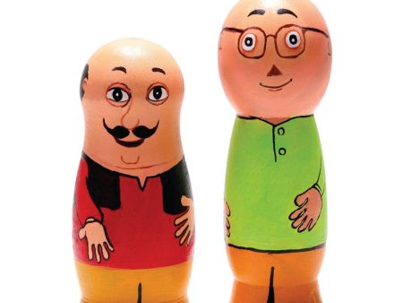 Handcrafted & Multicolored Wooden Motu Patlu In Peg Doll | For Kids Cheap