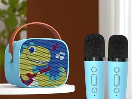 Blue Dinosaur Karaoke Portable Machine with 2 Microphones Hot on Sale